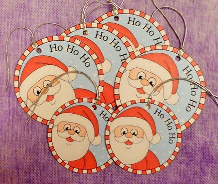 Santa Round Christmas Gift Tags by Lynn Butters