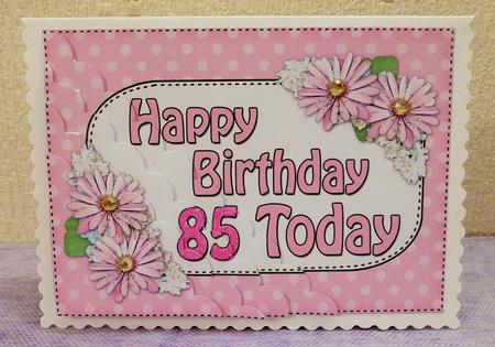 5x7 85th Birthday Bouquet Scallop Corner by Lynn Butters