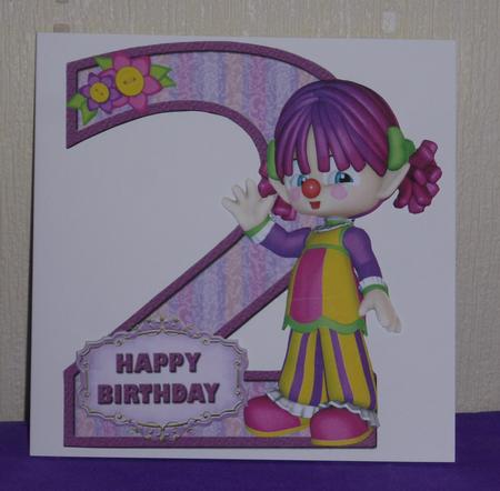 Age Birthday - Age 2 - Shaped Card by Lynn Butters
