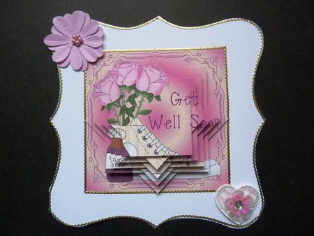 Pink Roses and Boot Get Well Soon Star Pyramid by Lynn Butters