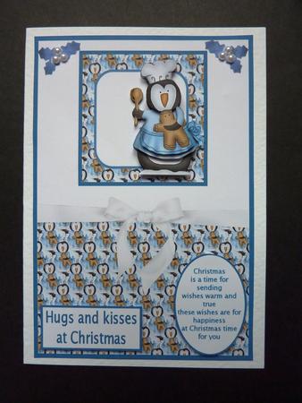 Baking Penguin Xmas Card Front by Lynn Butters
