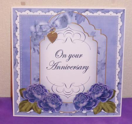 Dblue Rose Anniversary Fancy 7in Decoupage Topper by Lynn Butters
