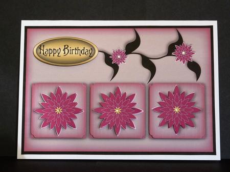 Oriental Magenta Flowers Landscape Card Front by Lynn Butters
