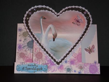 Heart Swans Stagger Fold Card by Lynn Butters
