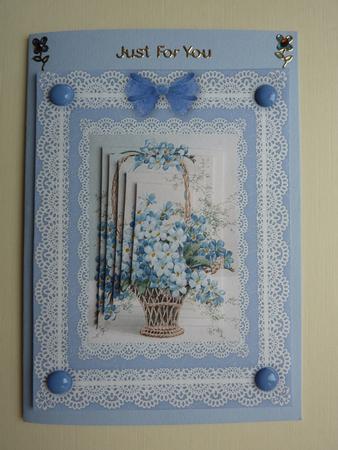 Forget Me Nots 'n Lace Spiral Pyramid Card Front by Lynn Butters