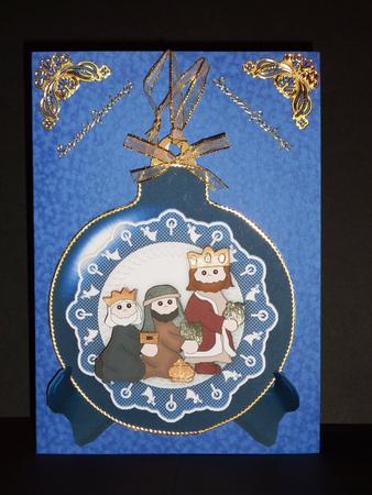 Bauble Shaped Plate Card with Wise Men Decoupage by Lynn Butters