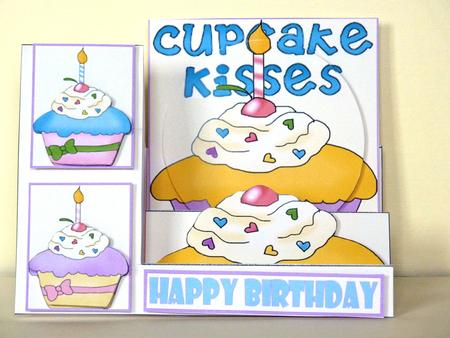 Cupcake Kisses Birthday Side Stepper card by Lynn Butters