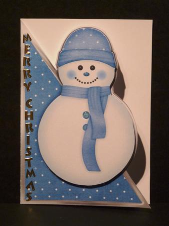 Cut and Fold Christmas Snowman in Blue by Lynn Butters