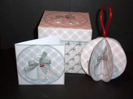 Christmas Bells with Holly 3D Bauble & Gift Box Kit by Lynn Butters