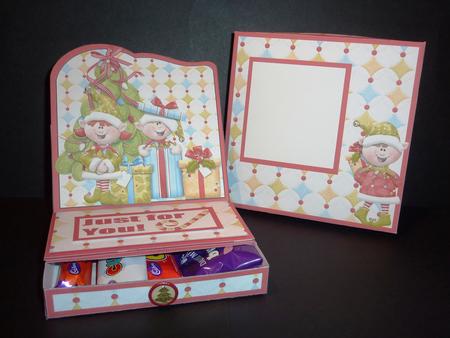 Happy Elves! Easel Drawer Card Design by Lynn Butters