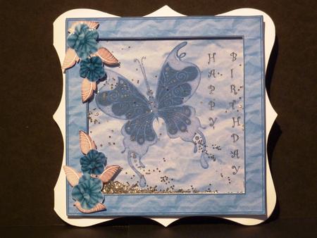 Butterfly Shaker Card (blues) by Lynn Butters