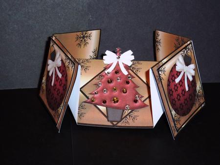 Red Tree on Gold and Black Double Diamond Fold Card by Lynn Butters