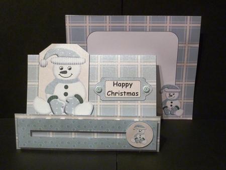 Green Tartan Snowman Spinner Step Card Kit by Lynn Butters