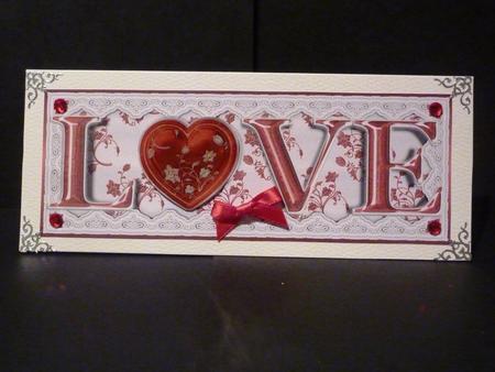 Valentine Love Large Dl Card Front with 3D Heart by Lynn Butters