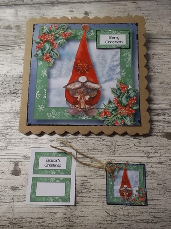 Christmas Gnome & Holly 3 8x8 by Crafty Lynn