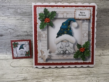 The Christmas Hat Gnome - Green Female 8x8 by Crafty Lynn
