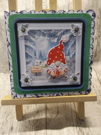 Christmas Gnome 7x7ins Decoupage Topper 1 by Crafty Lynn