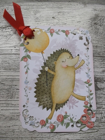 Hedge hog with balloon cut and fold card by Crafty Lynn