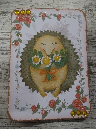 Hedgehog with flowers cut and fold card by Crafty Lynn