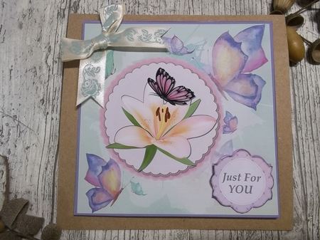 Purple butterfly card front by Crafty Lynn