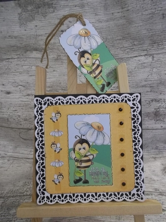 Yellow bee card front by Crafty Lynn