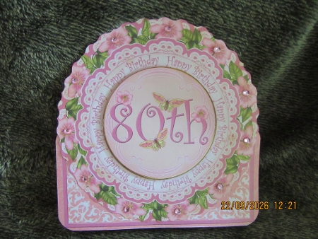 Pink Blossom Happy 80th Birthday 3D Picture Doily C & E Kit by Crafty Lynn