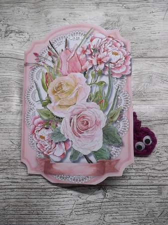 Print, Cut, and Fold, Beautiful Pink roes on lace  by Crafty Lynn