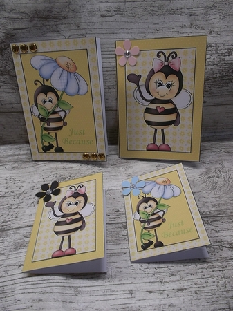 2 Yellow bee notelets by Crafty Lynn