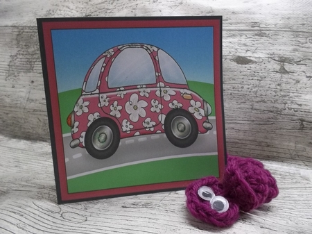 Floral Funky Car Quick Cut and Fold Card  by Crafty Lynn