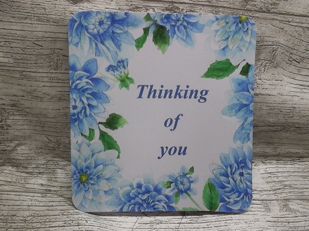 Blue Dahlias Quick and Easy Print, Cut and Fold Thinking of You Card by Crafty Lynn