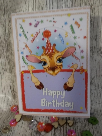 Print Cut and Fold, Happy Birthday Giraffe  by Crafty Lynn
