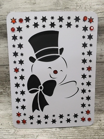 CHRISTMAS SNOWMAN WITH BOW FRAMED CARD by Crafty Lynn