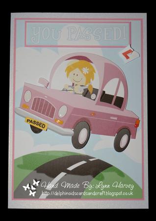 Passed Driving Test Pink Girl 8x8 Card by Lynn Harvey