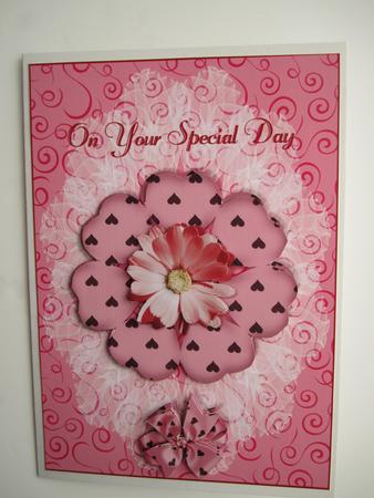 Pink Flower Special Day Quick Card Front with Decoupage by Lynn Keeton