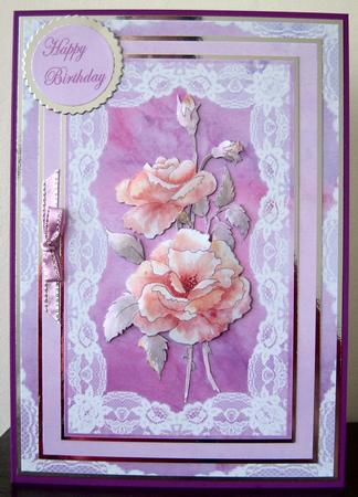 Pink Rose Decoupage Card by Lynn MacAlister