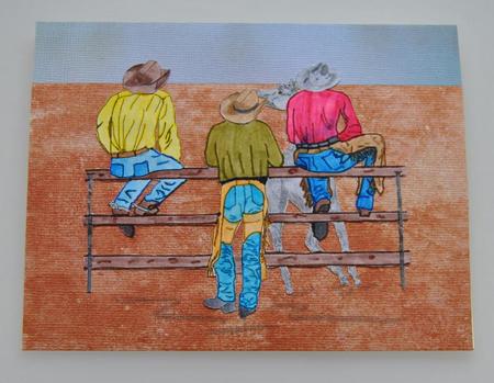 Cowboys on the Rail Digital Stamp by Lynn Mason