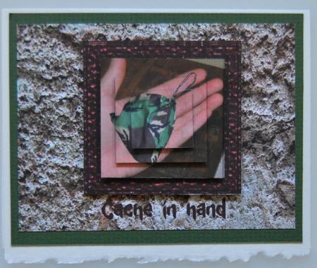 Cache in Hand - Geocaching Pyramid Card by Lynn Mason