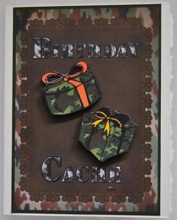 Camouflage Birthday Cache Decoupage with Insert Panel by Lynn Mason