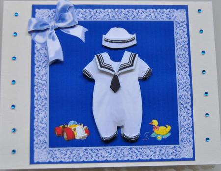 Sailor Baby Boy - Square Decoupage Card Front and Insert by Lynn Mason