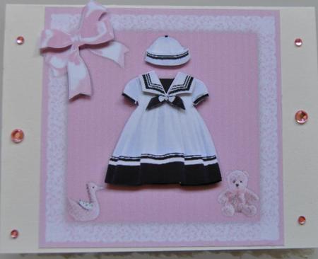 Sailor Baby Girl - Square Decoupage Card Front and Insert by Lynn Mason