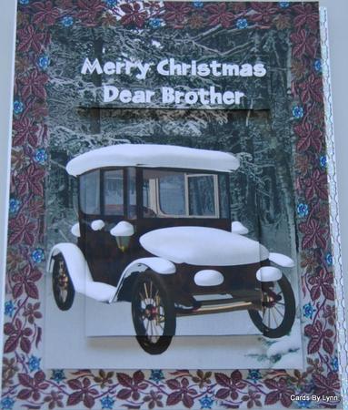 Snowy Vintage Car for Dad Brother or One I Love by Lynn Mason