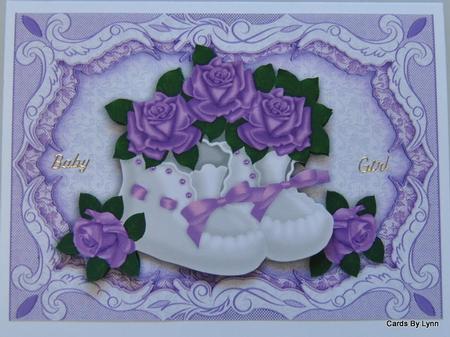 Baby Girl Booties with Purple Roses A4 by Lynn Mason