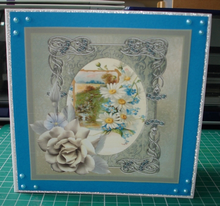 Country stream and flowers 7x7 by Lynne Brown