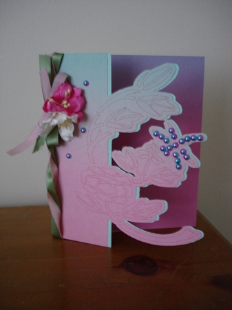 Floral 7 With Dragonfly Over The Edge Card by Lynne Brown