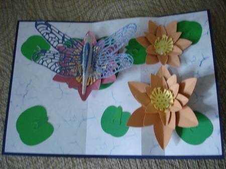 A Lily Pond Experience Pop Up Card - July Birthday Flower by Lynne Brown
