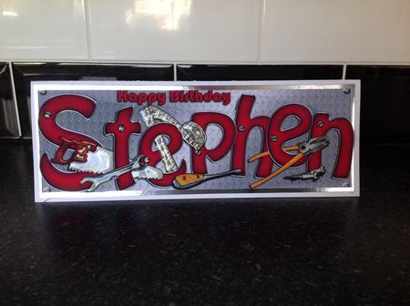 Large Dl Birthday Stephen DIY Tools 3D Decoupage by Lynne Needham