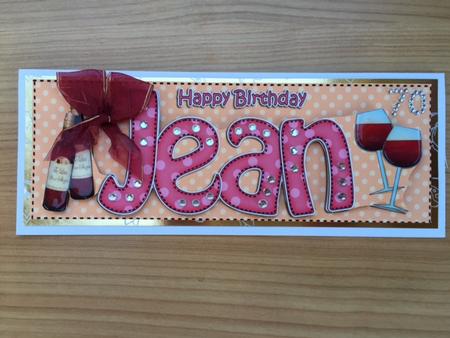 Large Dl Birthday Jean Wine & Glasses 3D Decoupage by Lynne Needham