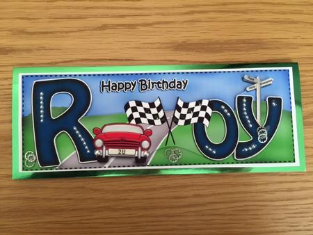 Large Dl Birthday Roy Racing Car & 3D Decoupage by Lynne Needham