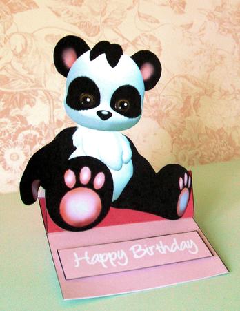 Cute Panda Shaped Easel Card by Lynne Spiers