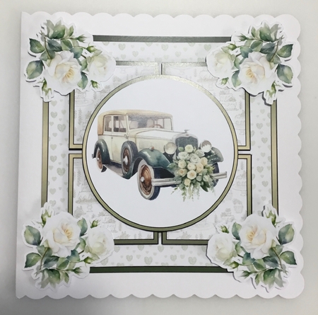 White Wedding Car 7 Inch Square by Lynne Todd
